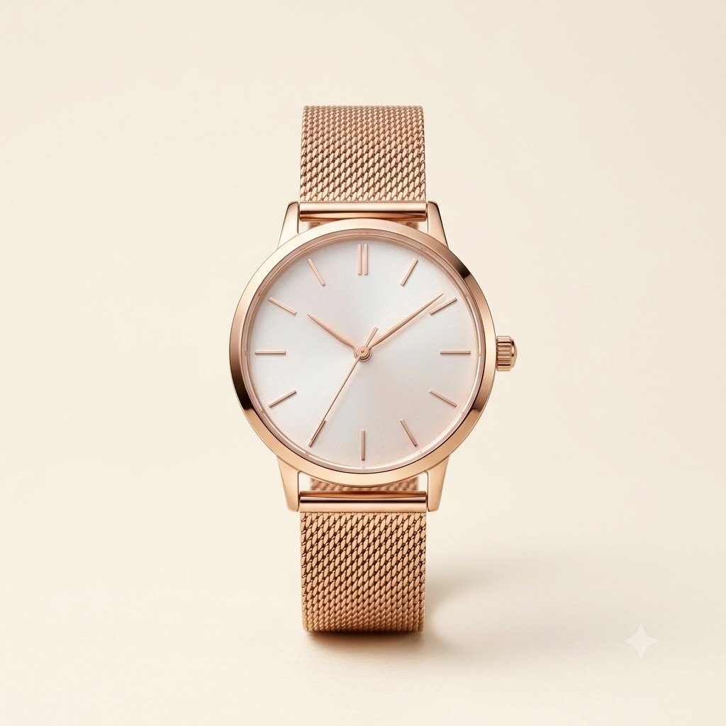Rose Gold Mesh Watch